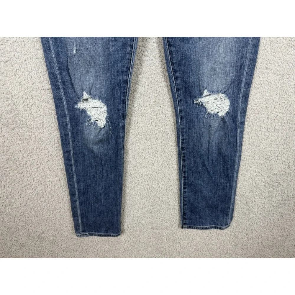 FRAME Le Beau Distressed‎ Straight Jeans Women's Actual Size 28x27 Blue Denim - Picture 5 of 10